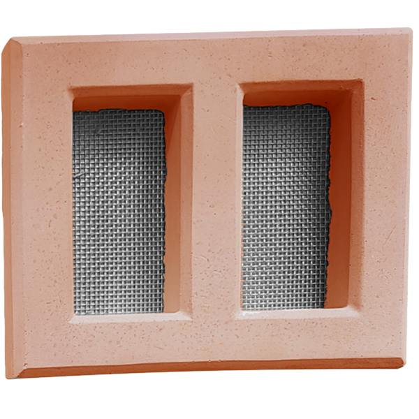 Claustra d'aération en Quartz Terrazo et Marbre avec grille en inox - 155,00 MM x 130 MM - couleur Terre cuite