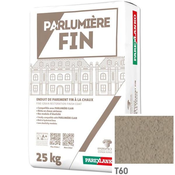 Enduit de parement à la chaux à grain fin Parexlanko Parlumière - T60 Terre feutrée - Sac de 25 KG