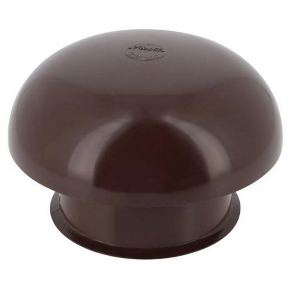 Chapeau de ventilation rond Nicoll - Diamètre 138 mm - Sortie 80 mm - Avec moustiquaire - PVC anti-UV - Marron