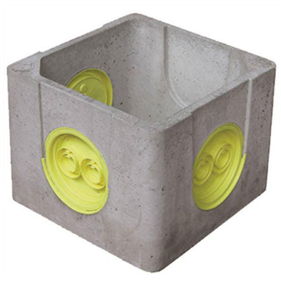Boîte béton à opercules EPERS CR25S pour eaux pluviales et réseaux secs - dimensions intérieures 25x25 CM