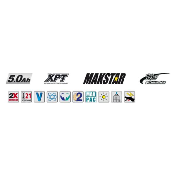 Perceuse visseuse Makita DDF458RTJ  18 V avec 2 batteries Li-Ion 5 Ah Ø 13 mm