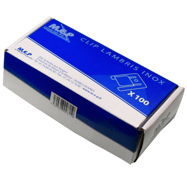 Clip inox pour fixation de lambris PVC de sous toiture - Boite de 100 pièces