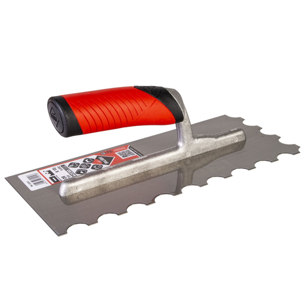 Platoir colle acier manche bi-matière Rubilex ouvert - 28 cm - Dents demi-lune