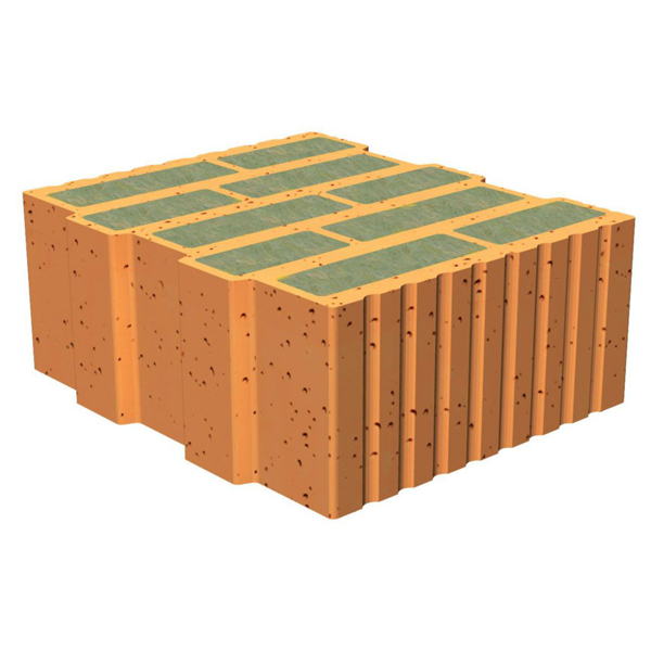 Brique d'arase auto-isolante remplie de laine de roche - Climamur 36 - L.248 MM x l.365,0 MM x H.124 MM