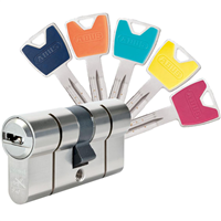 Cylindre très haute sécurité Abus P12RPS à 12 goupilles pour serrure à profil européen - 5 clés - 40 x 60 mm