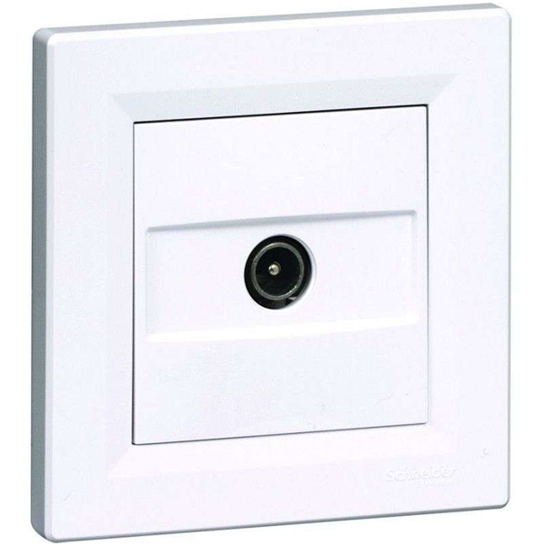 Prise TV simple Schneider Asfora complet - à encastrer - blanc - mâle CEI 9,52 mm