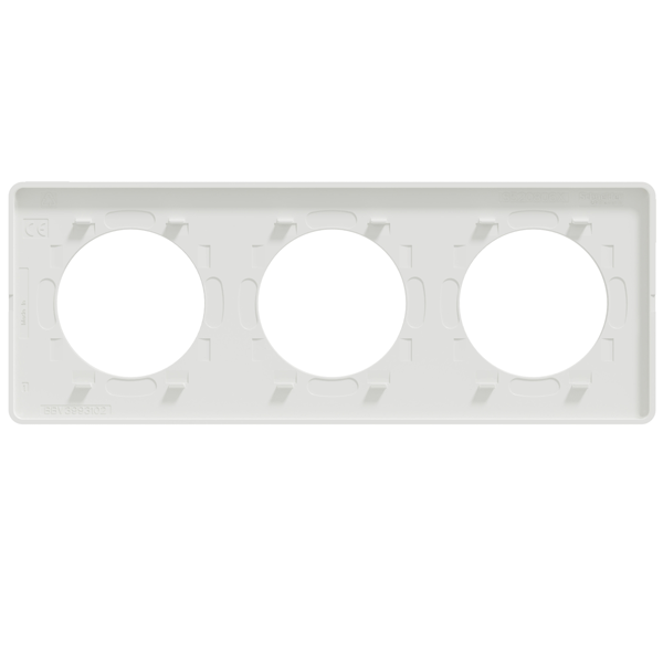 Plaque de finition triple Schneider Odace Touch pour 3 postes encastrés - alu brossé liseré blanc