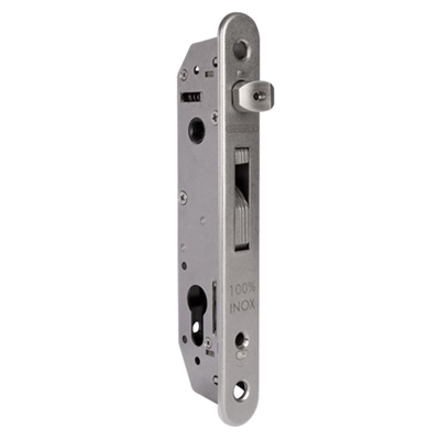 Serrure de portail à encastrer avec axe de 20 mm pour profils de 40 mm et plus - Locinox Fortylock - Inox
