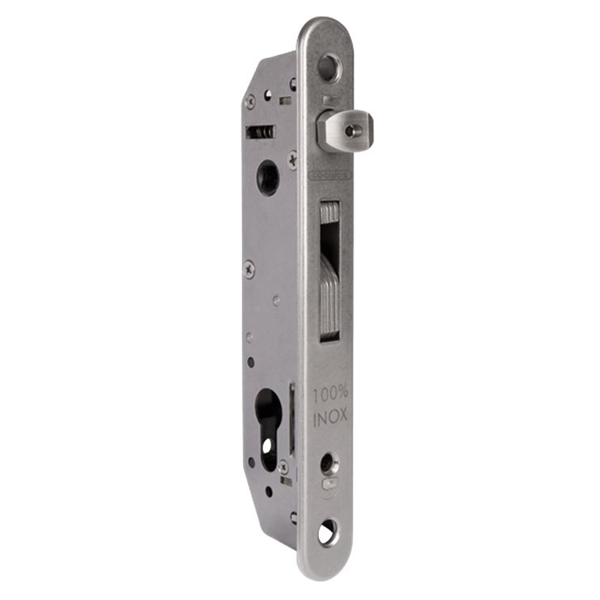 Serrure de portail à encastrer avec axe de 20 mm pour profils de 40 mm et plus - Locinox Fortylock - Inox