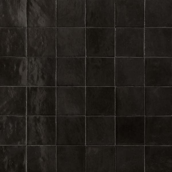 Faïence brillante effet Zellige - Mélange Ragno - 10,0 CM x 10,0 CM - ép. 10,00 MM - Nero