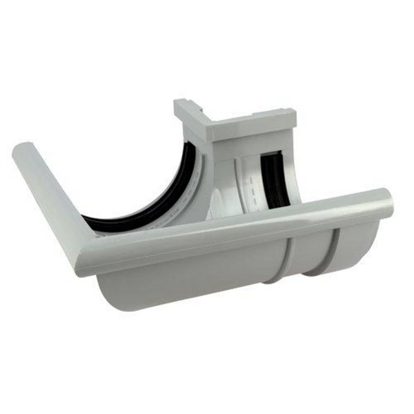 Angle extérieur à joint de gouttière Nicoll - Demi-ronde 25 - Longueur 195 mm - Angle 90° - Techtan Gris