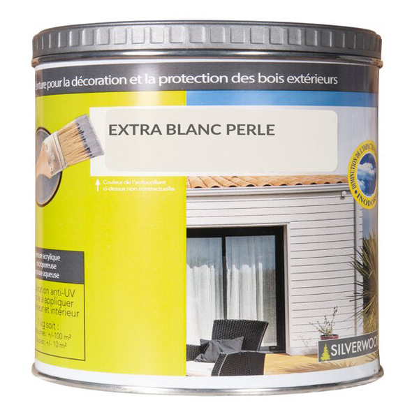 Peinture de retouche et de traitement des coupes pour bardage Extra Silverwood - Pot de 1,0 KG - Coloris Blanc perle