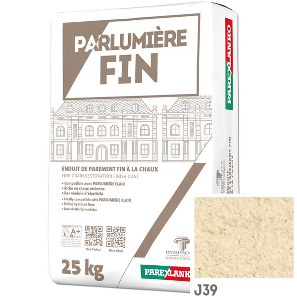 Enduit de parement à la chaux à grain fin Parexlanko Parlumière - J39 Sable d'Athènes - Sac de 25 KG