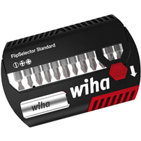 Coffret de 12 embouts de vissage FlipSelector Wiha Fente PH PZ 25 mm et porte-embout 1/4"