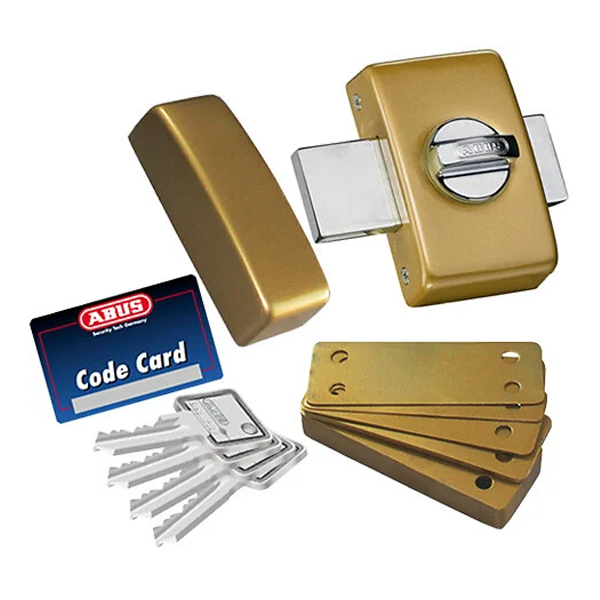 Verrou de porte sans vis apparentes - bouton et cylindre C83 45 mm - Styl' Abus Bronze - avec 4 clés et carte code