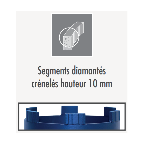 Couronne diamant à sec Topline SD6 pour carotteuse à percussion raccord 1"1/4 Ø 102x300 mm