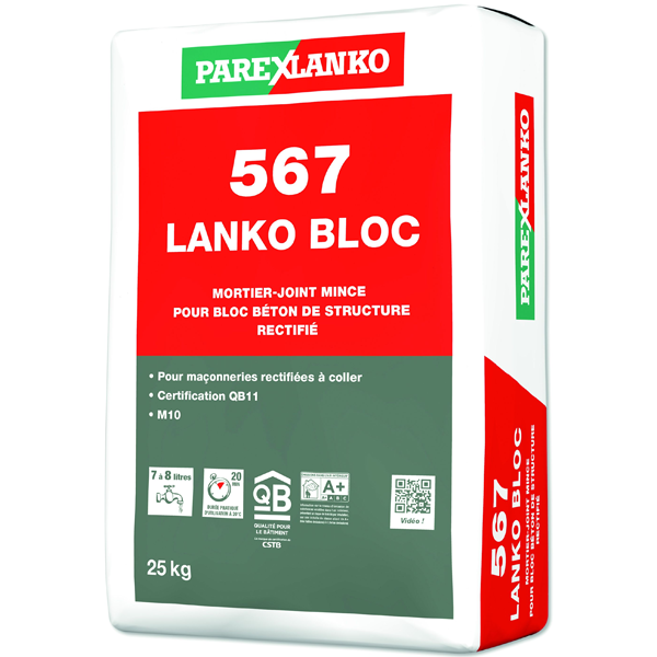 Mortier joint mince de montage LANKO BLOC 567 - Gris - Sac de 25 KG