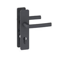 Ensemble poignée de porte à clé en I Vachette Koya - alu noir - entraxe fixation 195 mm - carré 7 mm