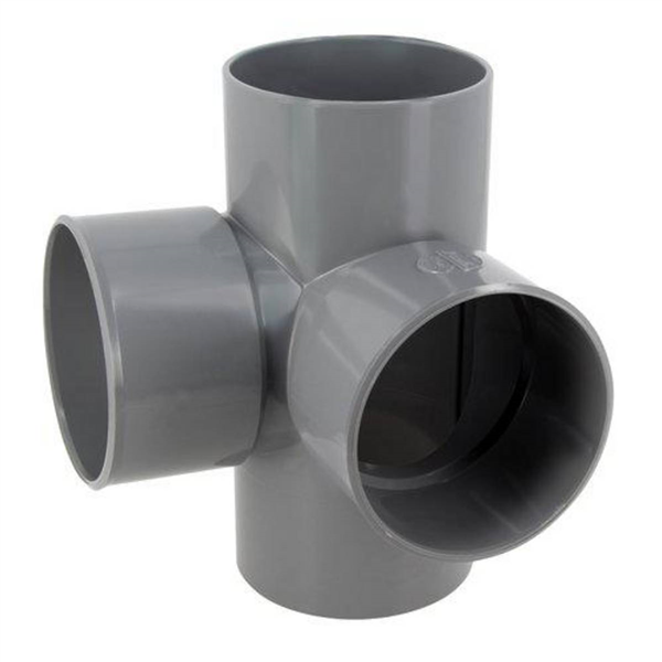 Culotte et embranchement double d'équerre à 87'30° - Femelle/Femelle - Diamètre 100 mm