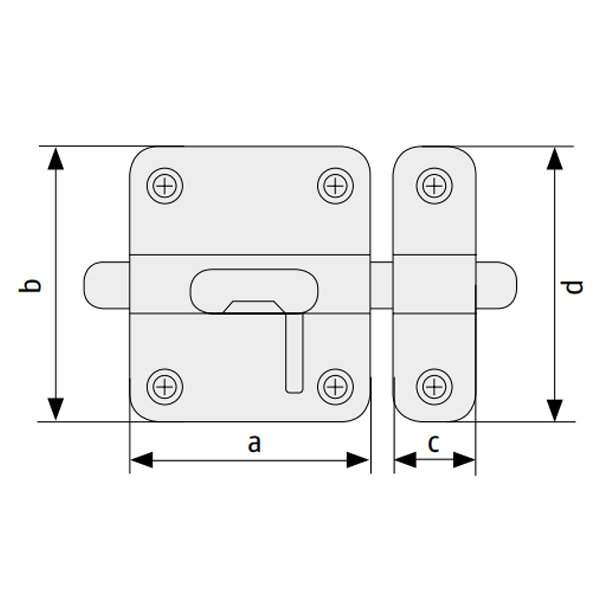 Verrou targette à pêne rond Abus SRR - acier blanc - largeur 40 mm