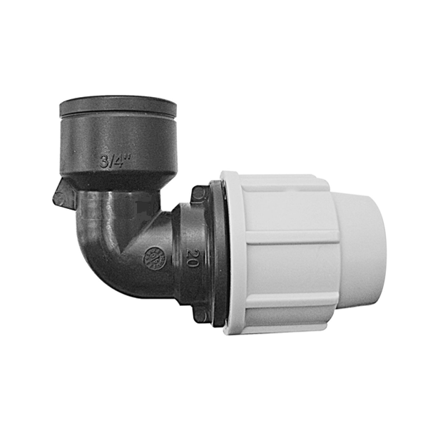 Raccord compression arrosage enterré - Coude femelle 20x27 3/4" - Diamètre 25 mm