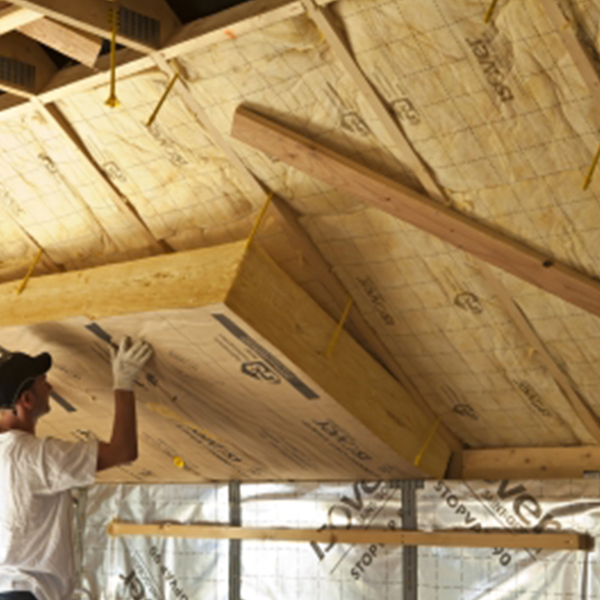 Rouleau laine de verre pour combles aménagés - Isoconfort 35 revêtu kraft Isover - R=5,70 m².K/W - 3,00 M x 1,20 M - ép.200 MM