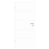 Porte d'intérieur avec rainures horizontales - Mala 10 - Main droite - 203.6 CM x 83 CM - Blanc laqué