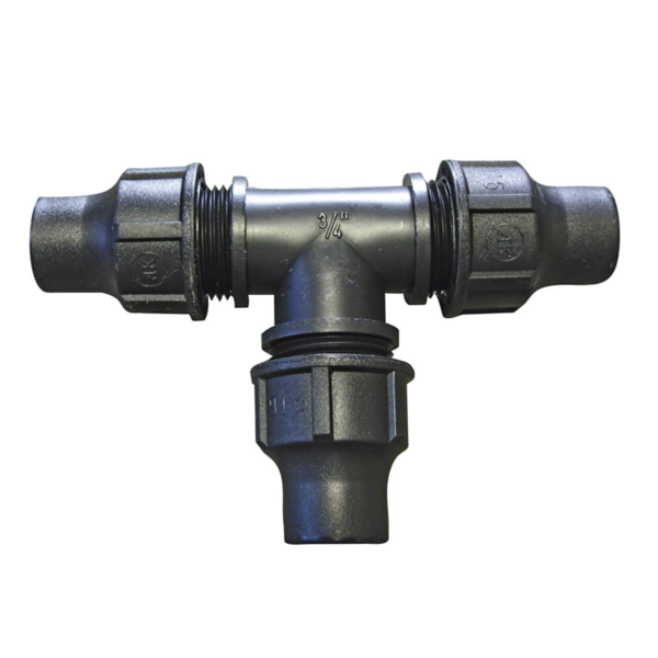Raccord Té compression pour tuyau goutte à goutte - Ø 13 x 16 mm - Fitt - PE Noir