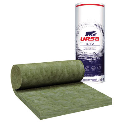 Rouleau laine de verre pour plafonds et combles perdus - MNU 40 Ursa - R=2,50 m².K/W - 8,00 M x 1,20 M - ép.100 MM