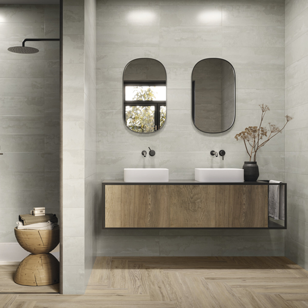 Faïence murale effet ciment Rambla - 20,0 CM x 60,0 CM - ép. 8,00 MM - coloris Ash mat