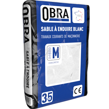Sable à enduire pour travaux de maçonnerie Obra granulométrie 0/2 mm mixte Blanc sac de 35 kg