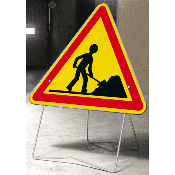 Panneau avertissement triangulaire pour routes normales - Danger chantier - AK5 - Classe T1