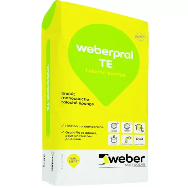 Enduit monocouche taloché éponge coloré Weberpral TE 700 Blanc éclat - Sac de 25 kg