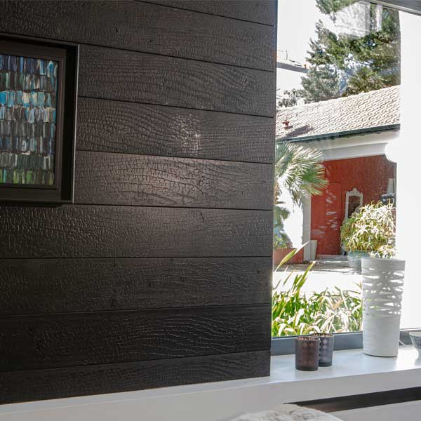 Bardage bois brûlé pour murs intérieurs et extérieurs - 186 MM x 20,00 MM - 4,15 M - Ignite effet écaille de dragon