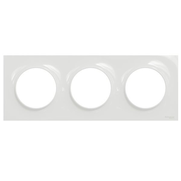 Plaque de finition triple Schneider Odace Styl pour 3 postes encastrés - blanc brillant RAL 9003