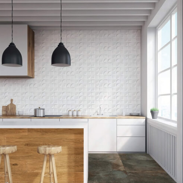 Faïence murale avec surface structurée brillante - Bianca Edilis - 90,0 CM x 30,0 CM - ép. 10,50 MM - Blanc