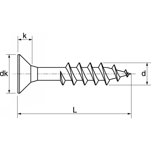 Vis pour aggloméré tête fraisée six lobes filetage partiel inox A2 TX25 6.0x100/60 - boîte de 100