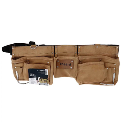 Poche à outils à 9 poches Théard avec ceinture en cuir et 2 anneaux pour marteaux