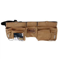 Poche à outils à 9 poches Théard avec ceinture en cuir et 2 anneaux pour marteaux