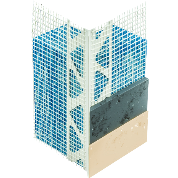 Profilé d’angle PVC entoilé finition mince Systèmes PARISO Parex - Largeur d'aile 22x22 mm - Entoilage 100x150 MM L.2,5 M