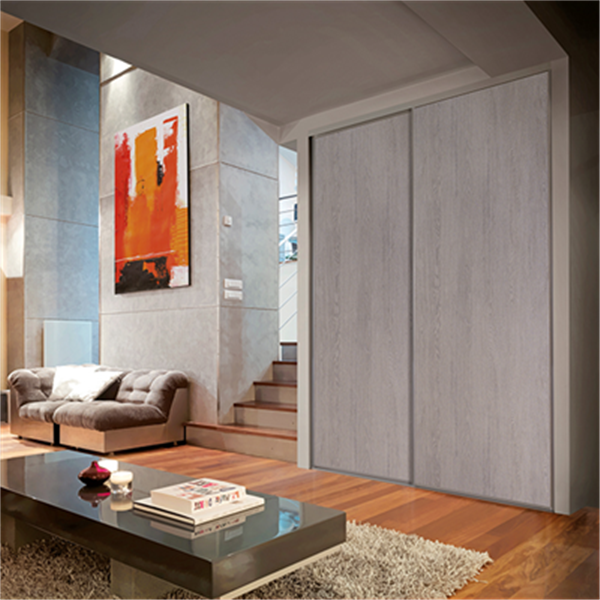 Packs de façades de placard coulissant Gypso - Chêne cendré, profil Acier laqué vermeil - 250 CMx60 CM