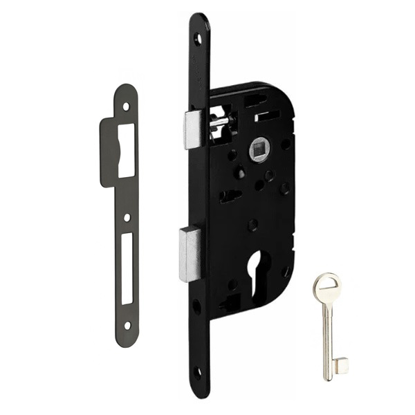 Serrure à encastrer avec clé Abus - réversible - Noir - axe 50 mm - entraxe 70 mm