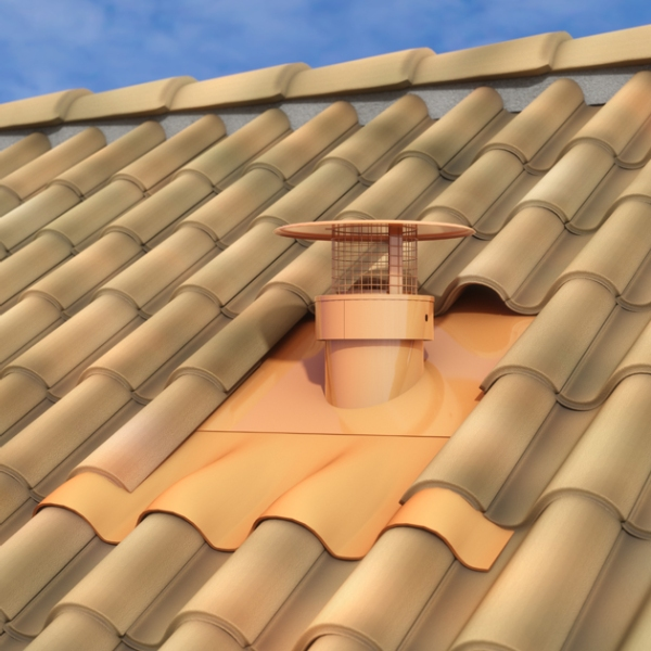 Ventilation primaire Ventélia Sanit'Air pour réseaux d’assainissement - Toit tuile - Pente 15 à 25° - Coloris Rouge brique