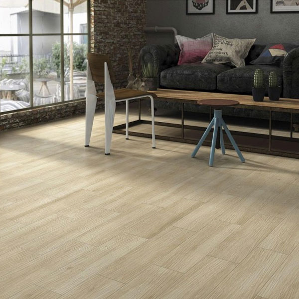 Carrelage intérieur en grès cérame émaillé effet bois Pecan - 58,9 cm x 15,3 cm - ép. 7,50 mm - Beige