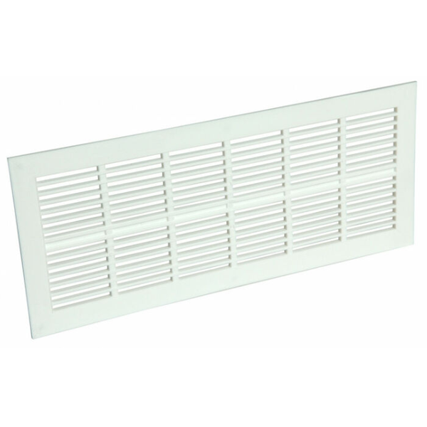 Grille de ventilation rectangulaire extra-plate - à visser ou à coller - blanc - 120 x 297 mm
