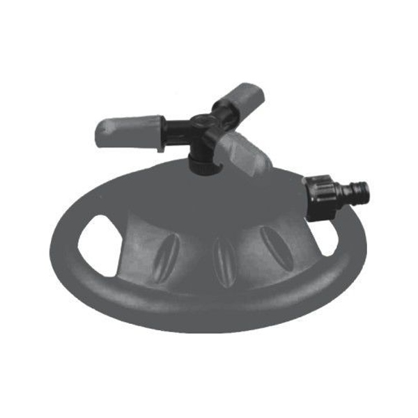 Arroseur rotatif circulaire 3 bras sur embase pour jardin - Buses réglables - Fitt - Plastique gris