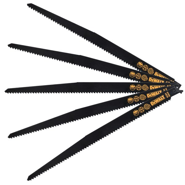 Lame de scie sabre bois et plastique Dewalt DT2364-QZ HCS longueur 305 mm - lot de 5
