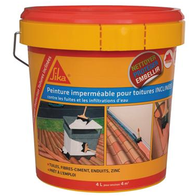 Peinture imperméable pour toiture inclinée Sikagard prêt à l'emploi beige seau de 4 litres