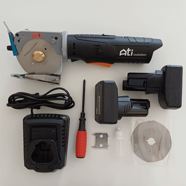 Cutter électrique CUT PRO pour isolant mince et matériaux souples - Lame Ø90 - Hauteur de coupe 33 mm - Coffret avec 2 batteries et chargeur