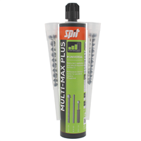 Résine de scellement chimique multi-matériaux Spit Multi-Max grise - cartouche de 300 mL avec 2 buses